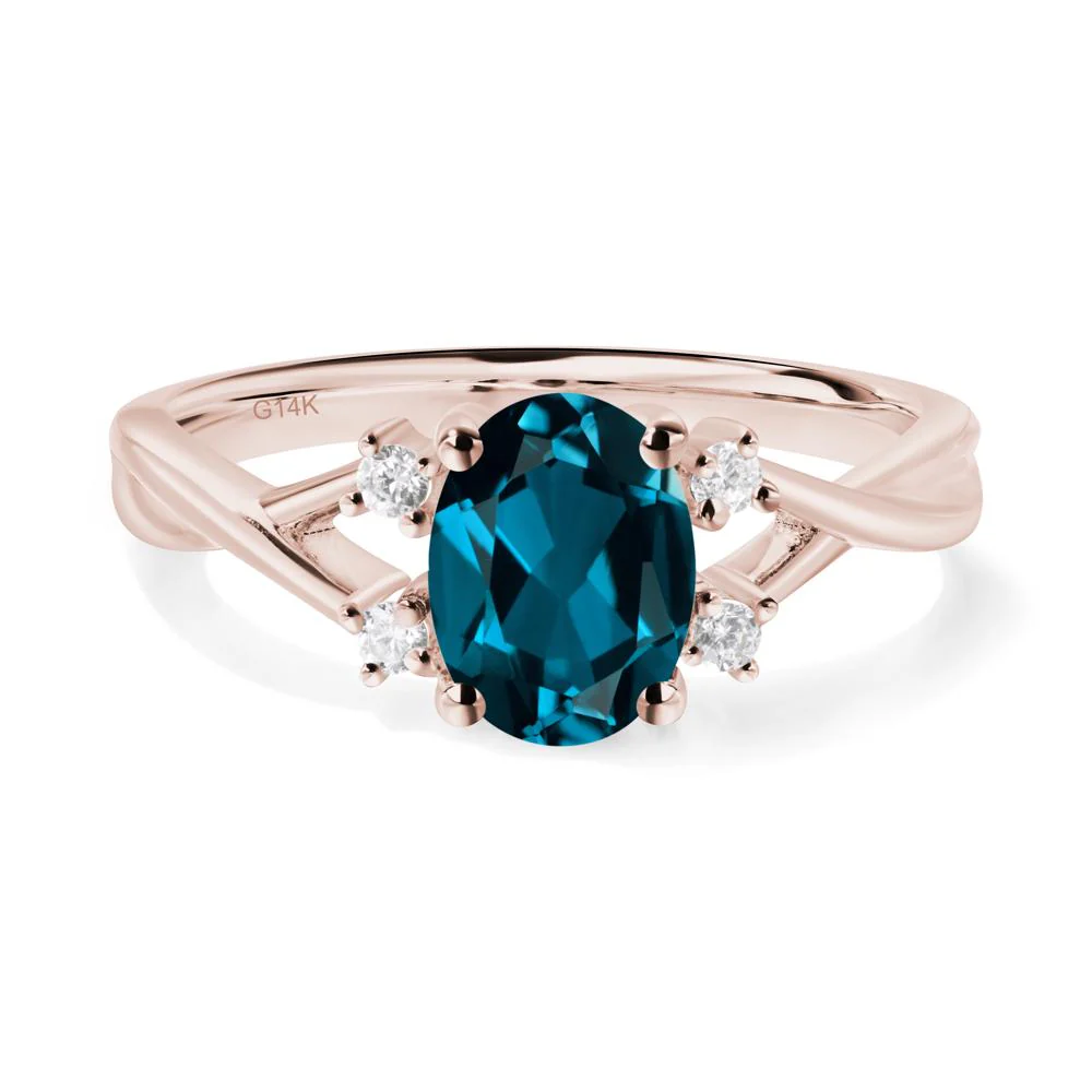Oval London Blue Topaz Wedding Ring Set - Image 2