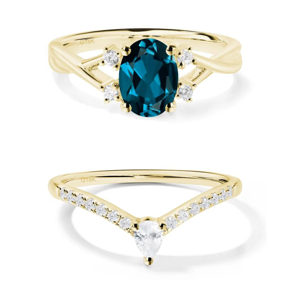 Oval London Blue Topaz Wedding Ring Set - Image 27