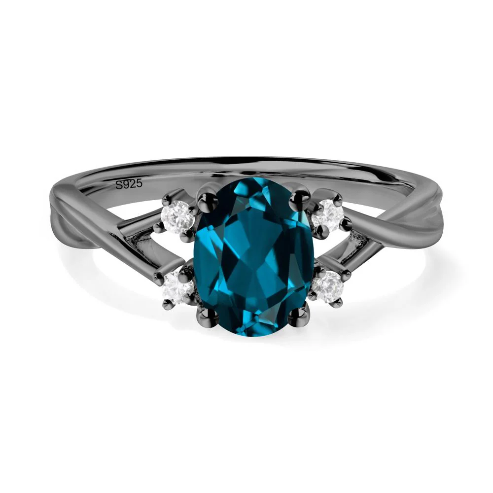 Oval London Blue Topaz Wedding Ring Set - Image 6