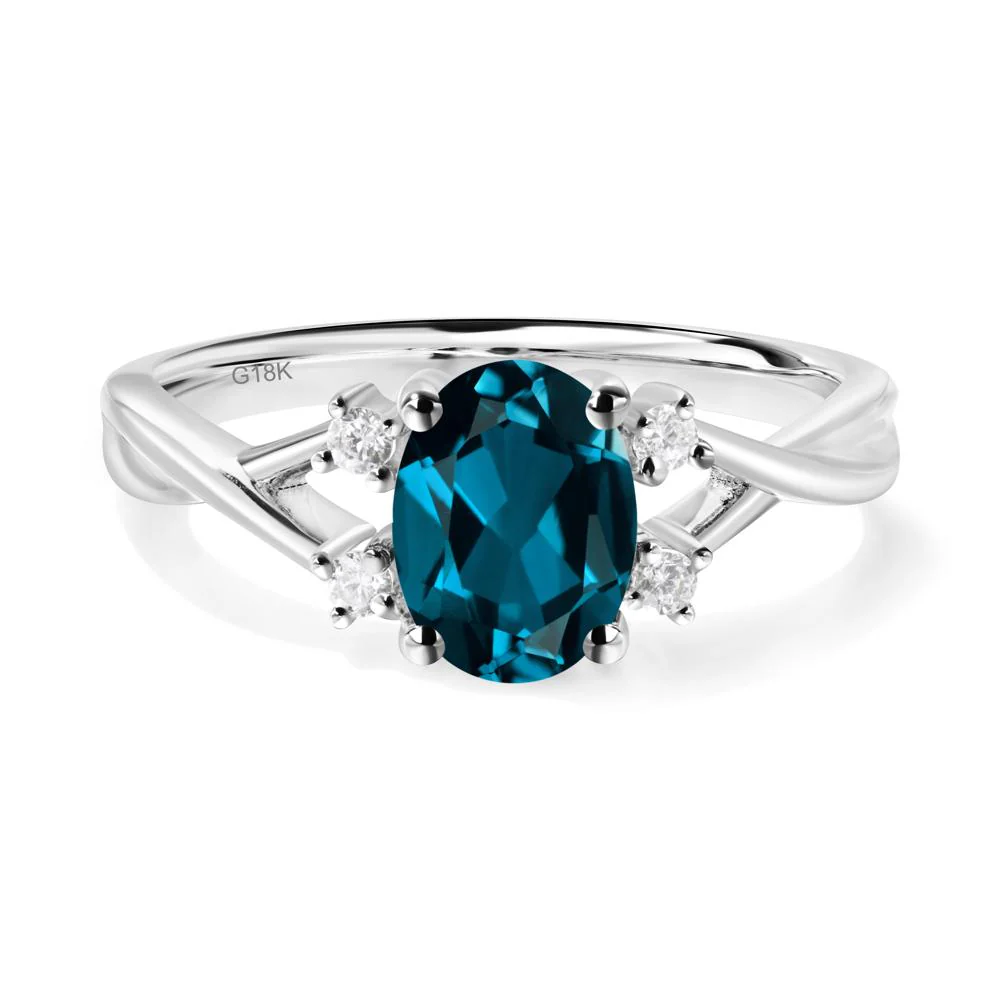 Oval London Blue Topaz Wedding Ring Set - Image 8