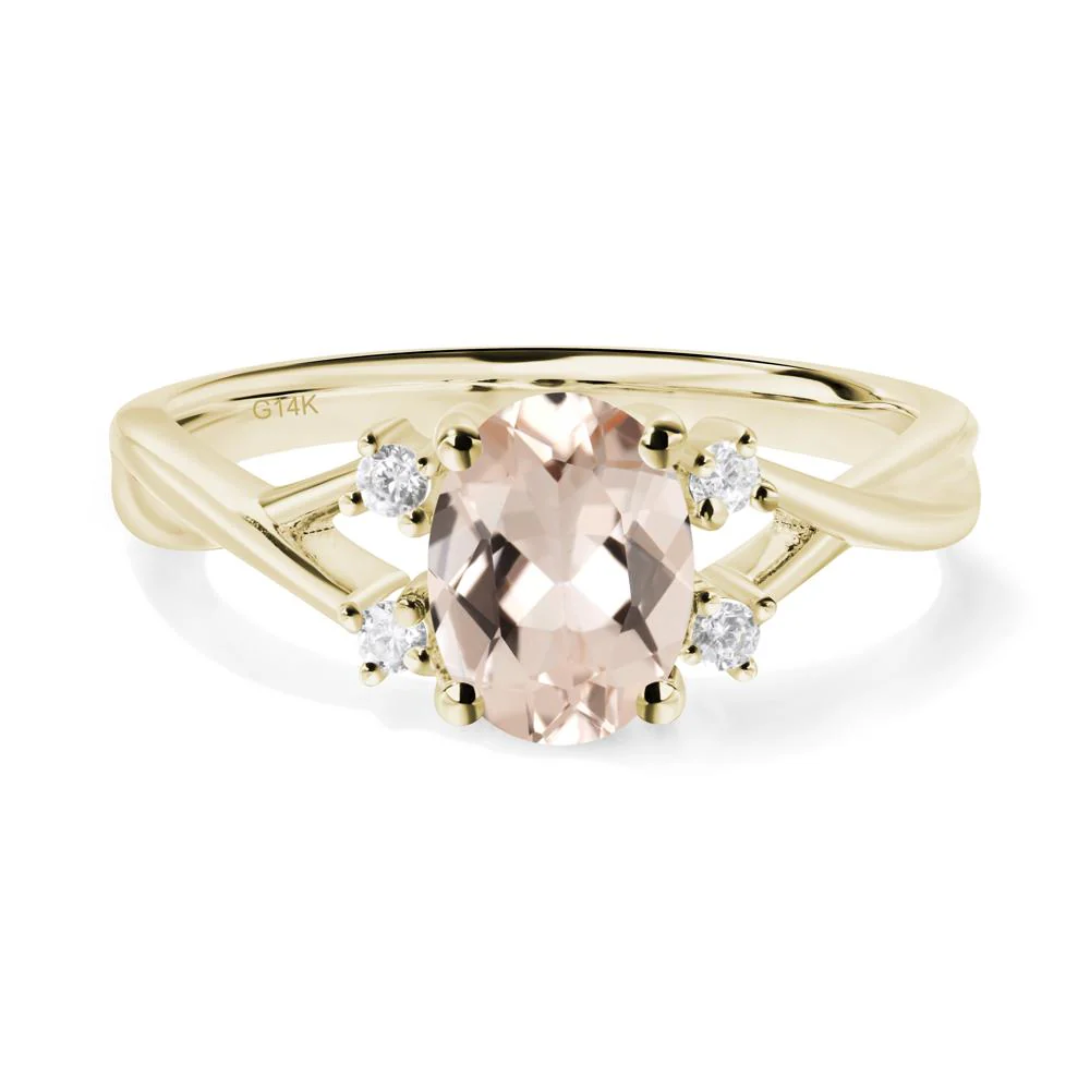 Morganite Oval Engagement Ring with Wedding Band