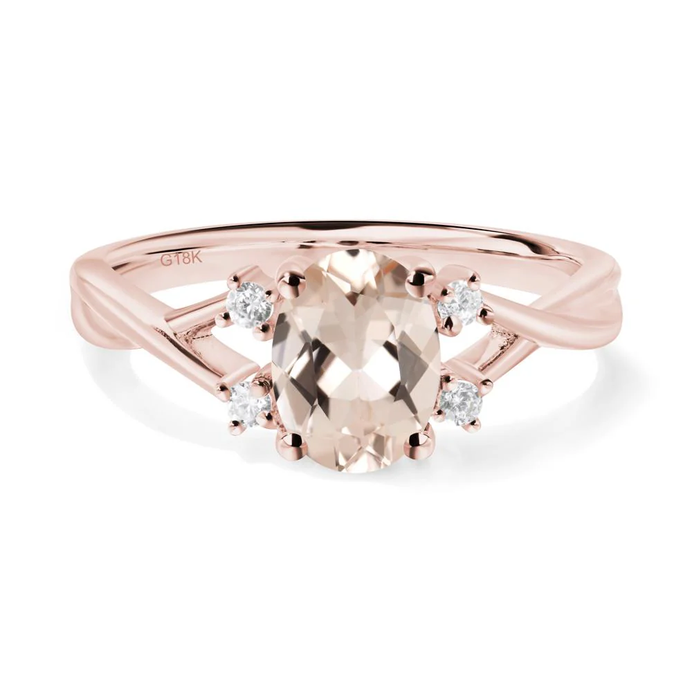 Morganite Oval Engagement Ring with Wedding Band - Image 2