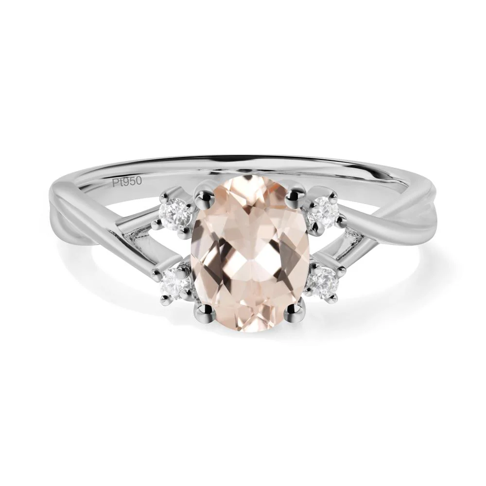 Morganite Oval Engagement Ring with Wedding Band - Image 6