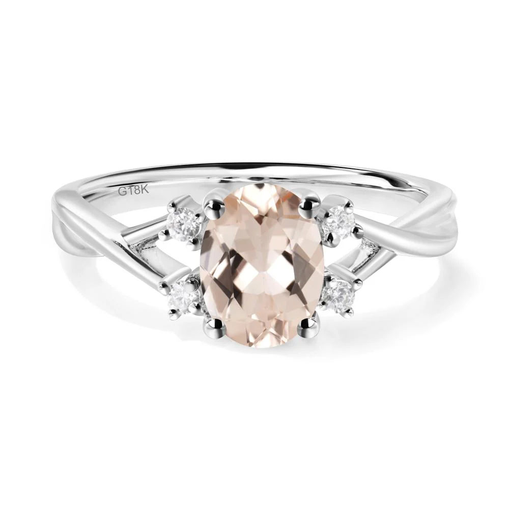 Morganite Oval Engagement Ring with Wedding Band - Image 7