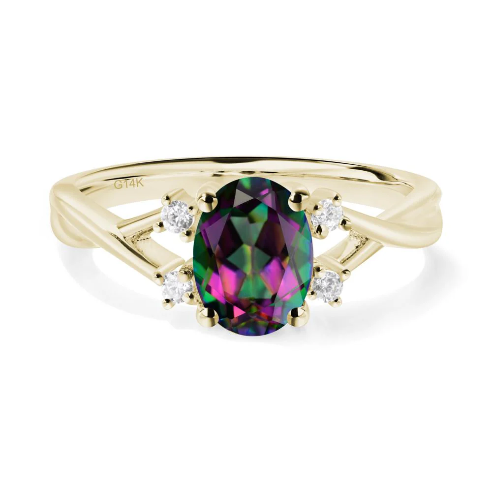 Oval Mystic Topaz Wedding Ring Set