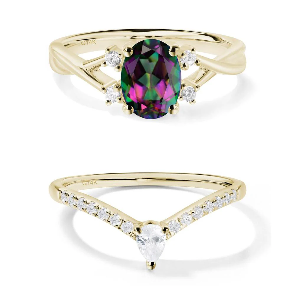 Oval Mystic Topaz Wedding Ring Set - Image 11