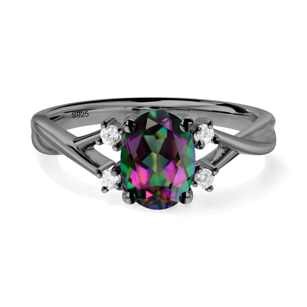 Oval Mystic Topaz Wedding Ring Set - Image 6