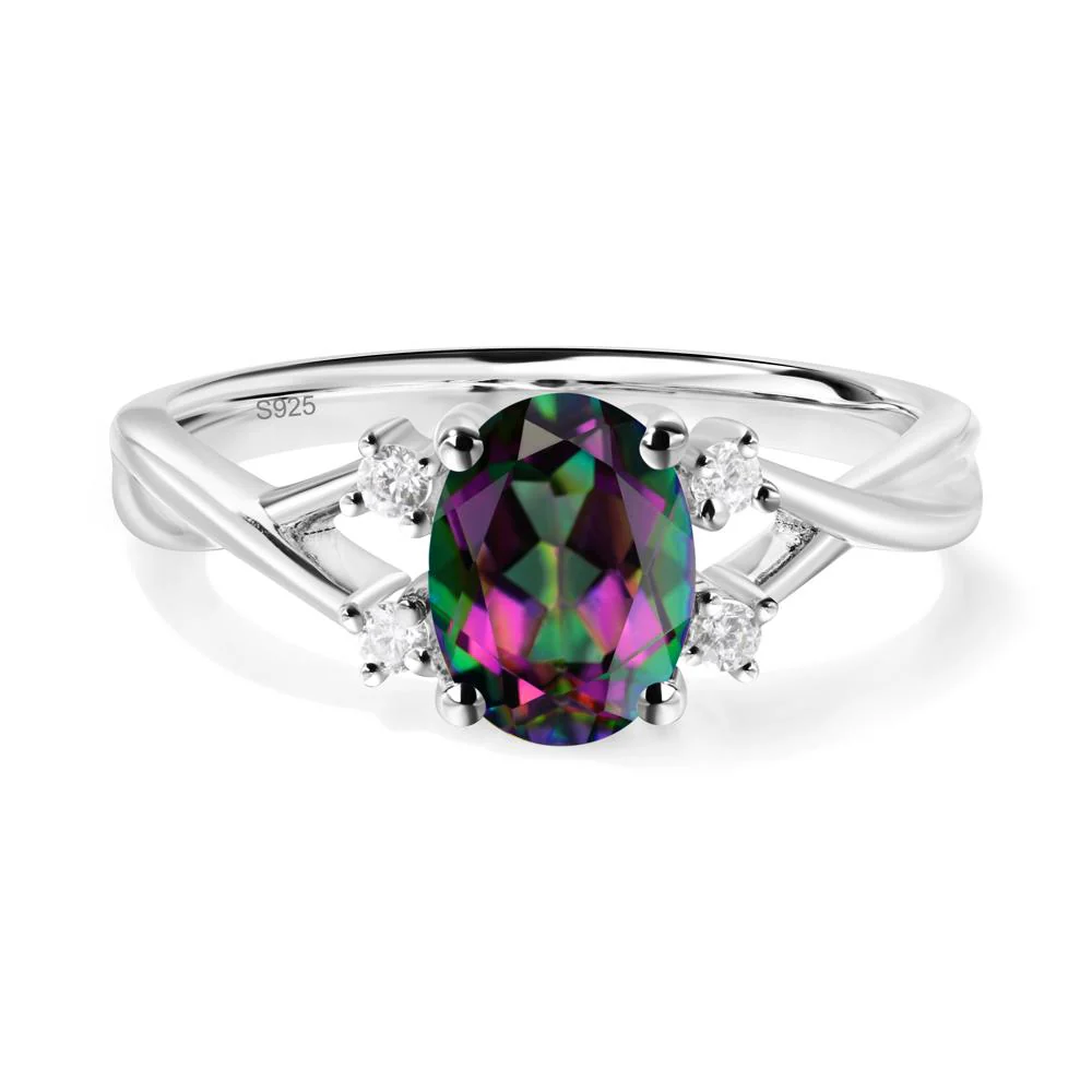 Oval Mystic Topaz Wedding Ring Set - Image 8