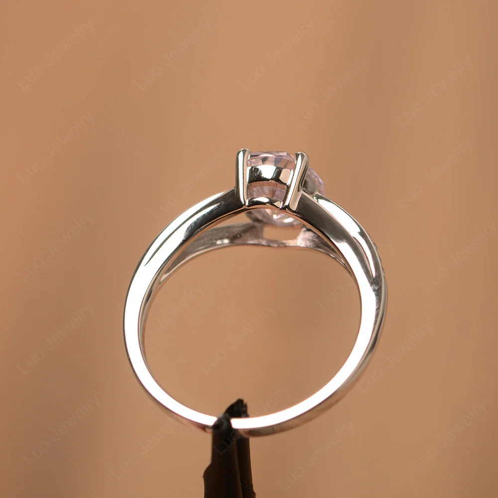 Split Shank Pink Cubic Zirconia Oval Engagement Ring - Image 3