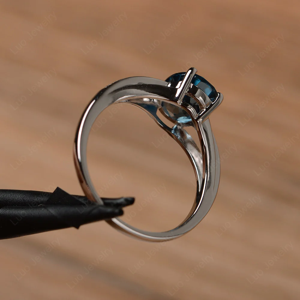 Split Shank London Blue Topaz Oval Engagement Ring - Image 3
