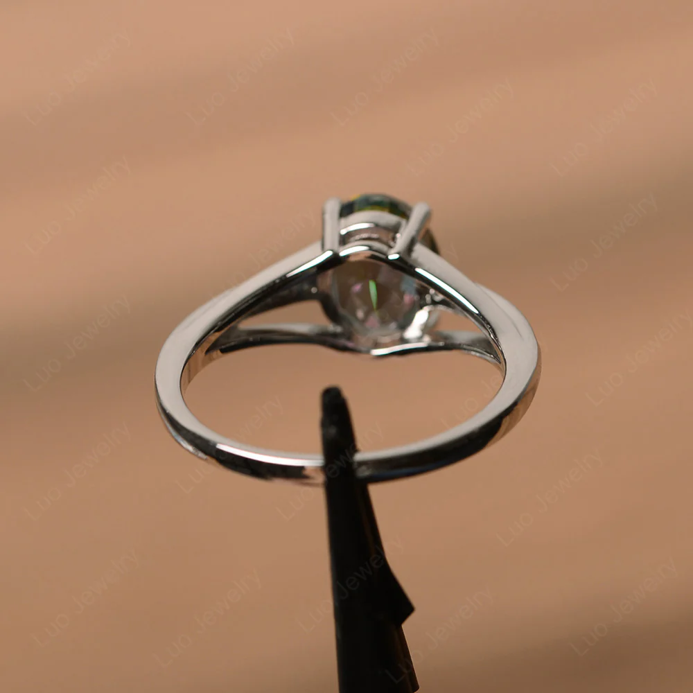 Split Shank Mystic Topaz Oval Engagement Ring - Image 3