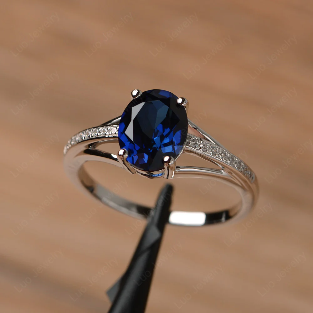 Split Shank Sapphire Oval Engagement Ring