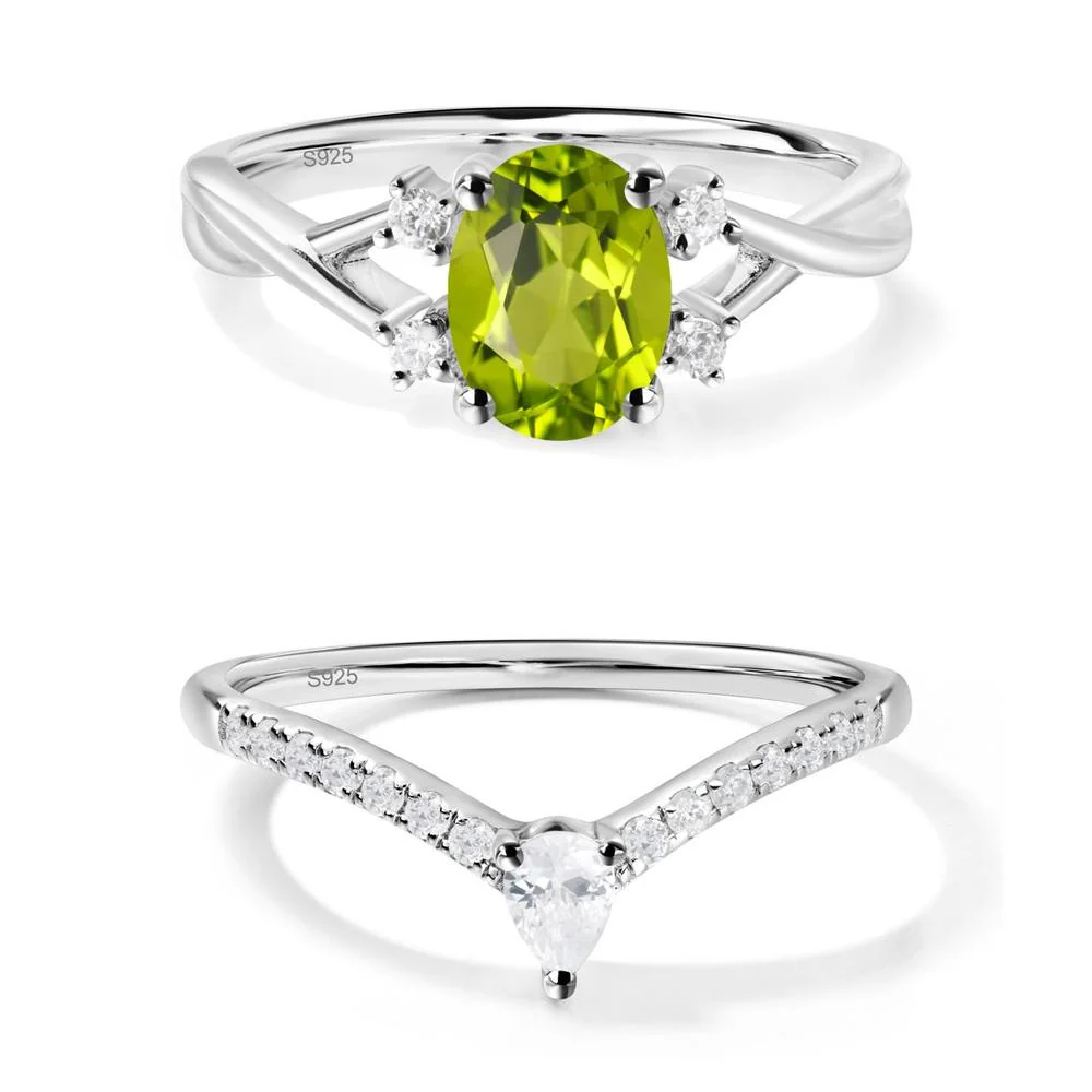 Oval Peridot Wedding Ring Set - Image 11