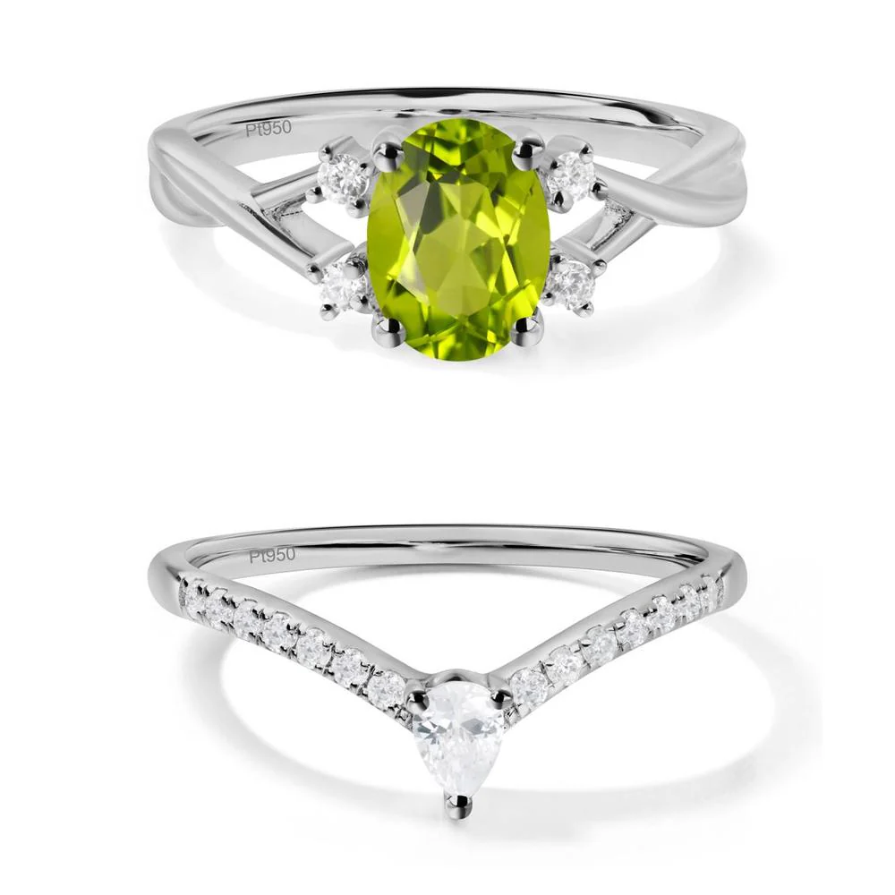 Oval Peridot Wedding Ring Set - Image 13