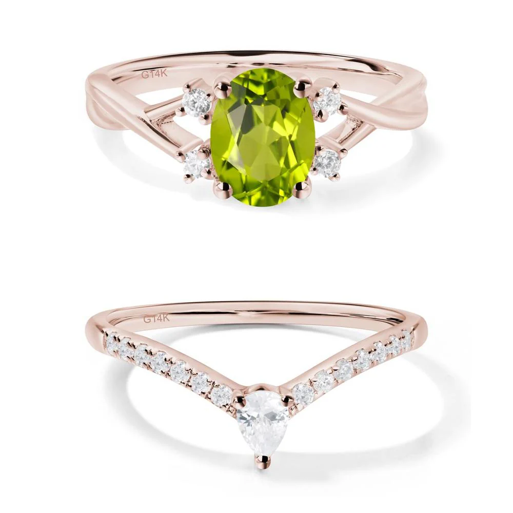 Oval Peridot Wedding Ring Set - Image 19