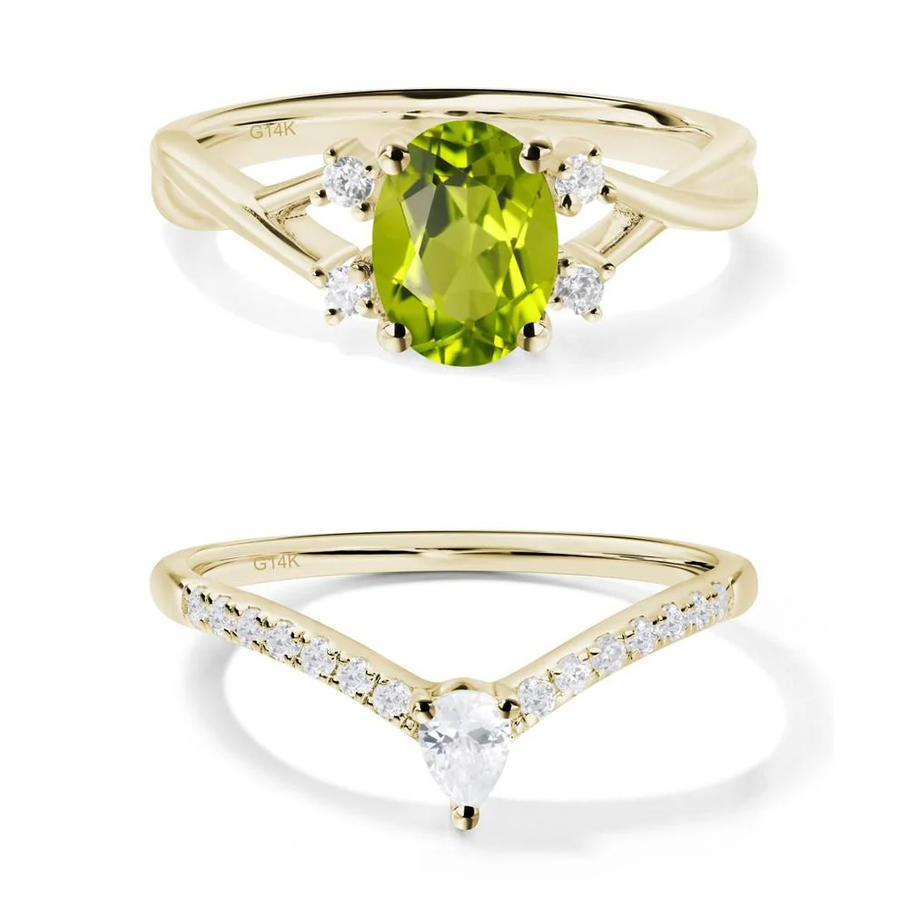 Oval Peridot Wedding Ring Set - Image 21