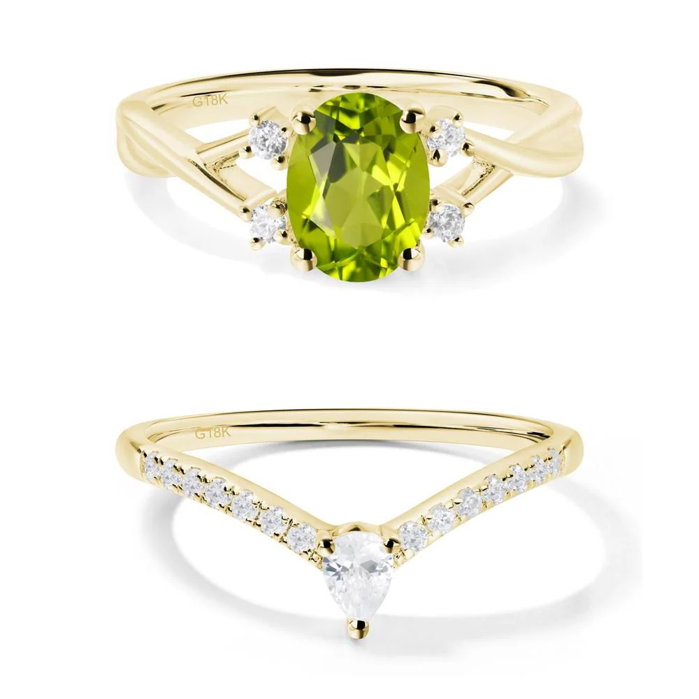 Oval Peridot Wedding Ring Set - Image 23