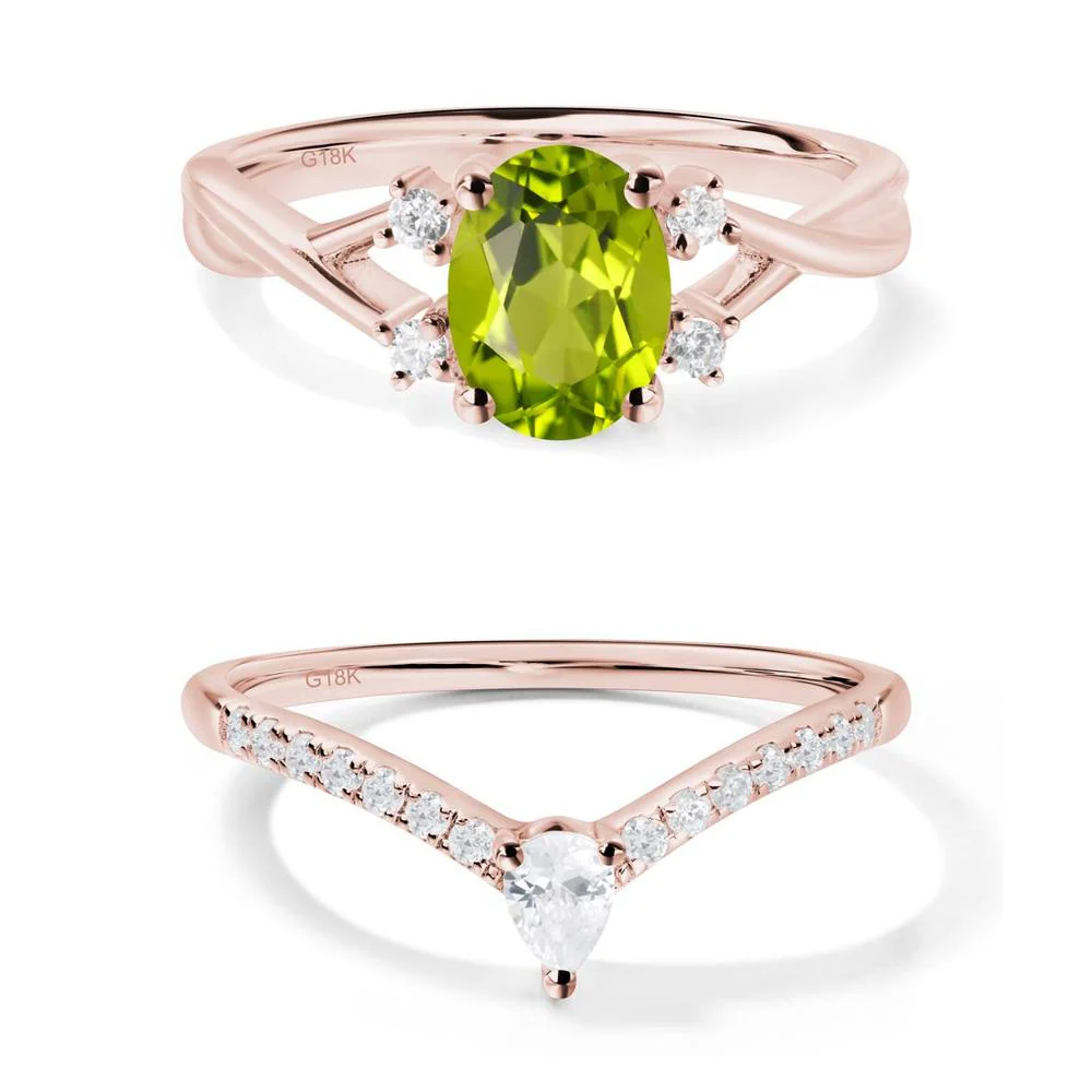 Oval Peridot Wedding Ring Set - Image 27