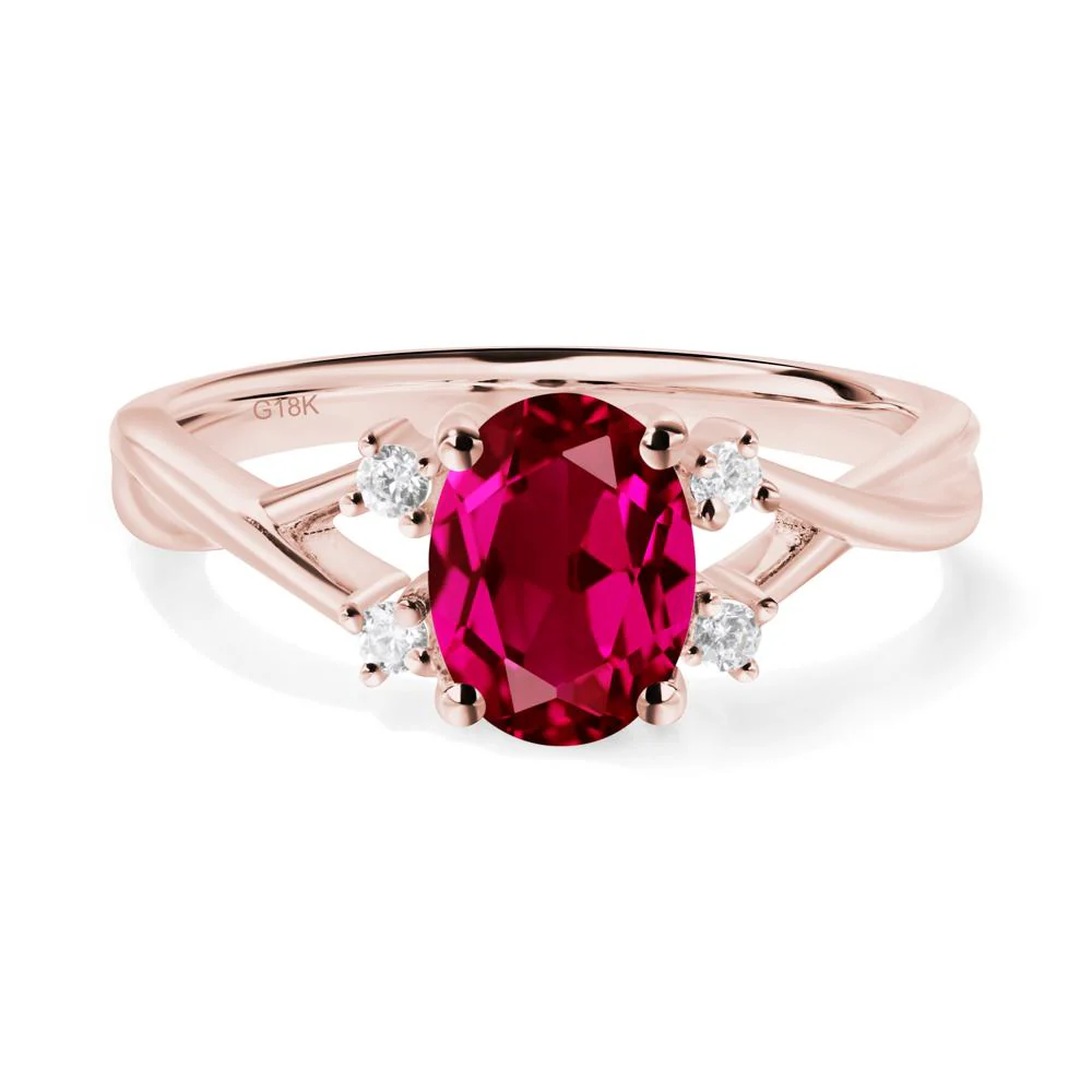 Oval Ruby Wedding Ring Set