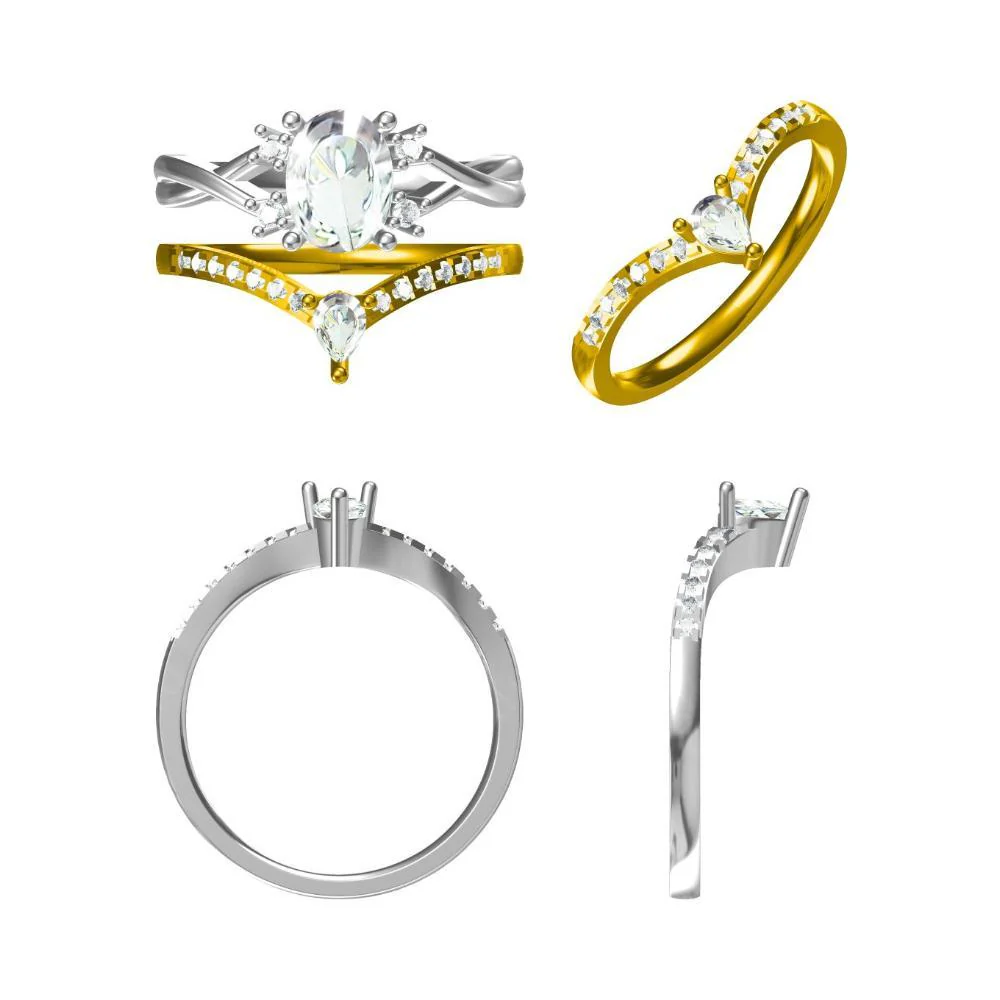 Oval Ruby Wedding Ring Set - Image 10