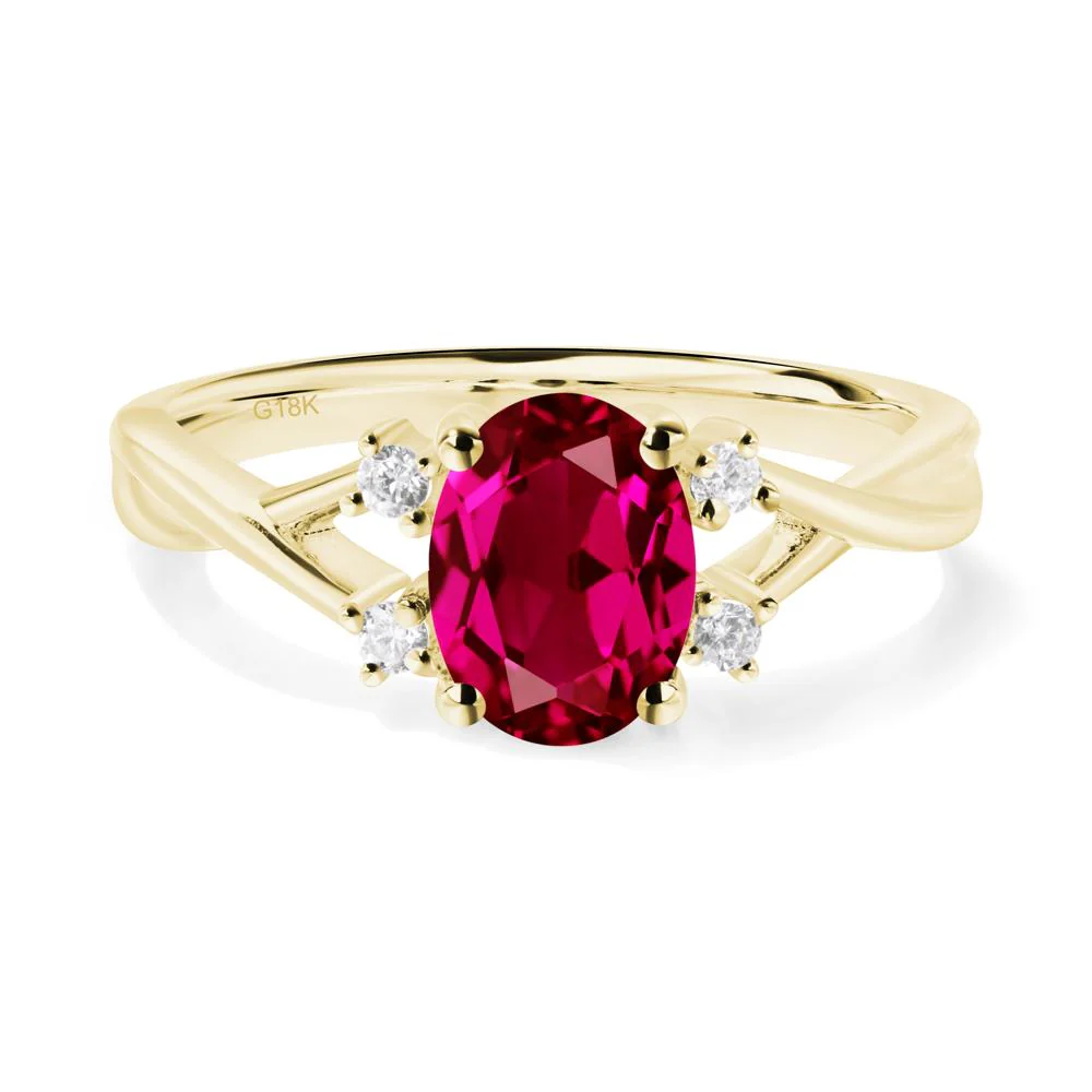 Oval Ruby Wedding Ring Set - Image 3