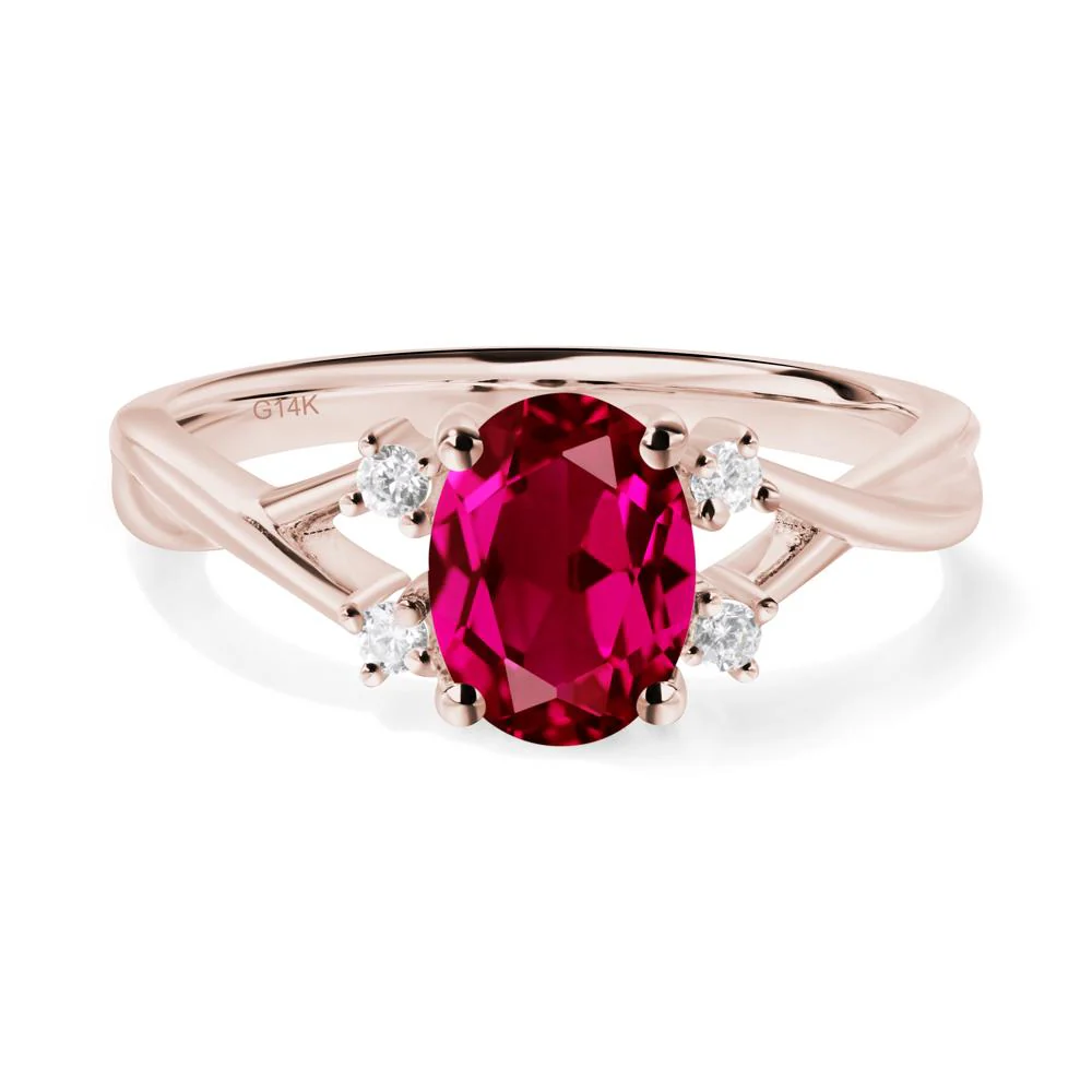 Oval Ruby Wedding Ring Set - Image 7