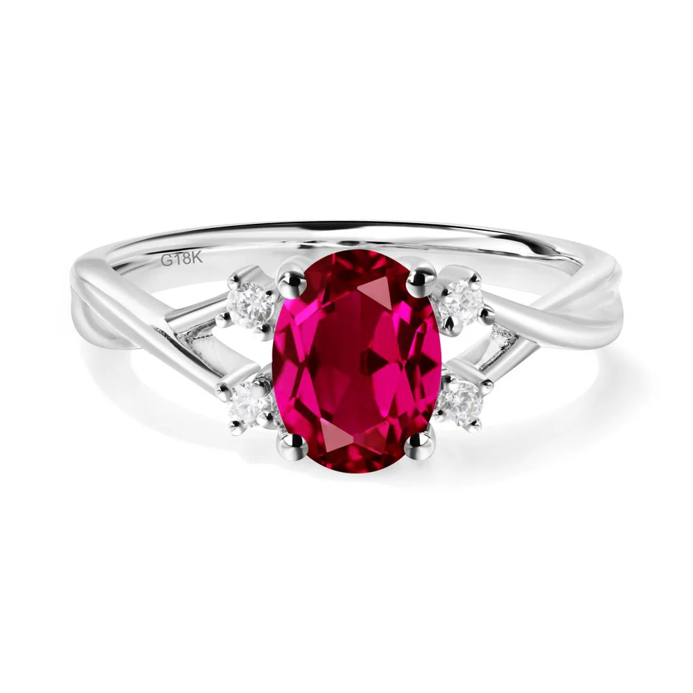 Oval Ruby Wedding Ring Set - Image 9