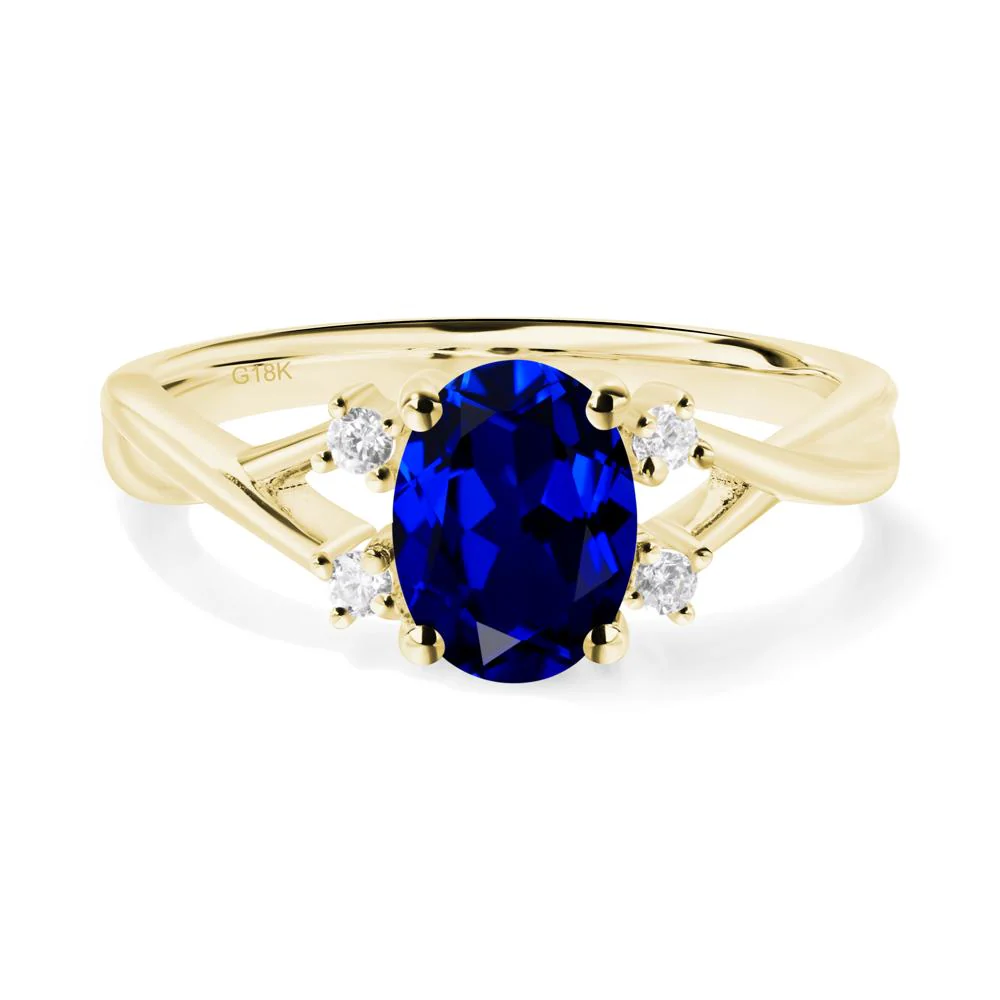 Sapphire Oval Engagement Ring with Wedding Band - Image 2