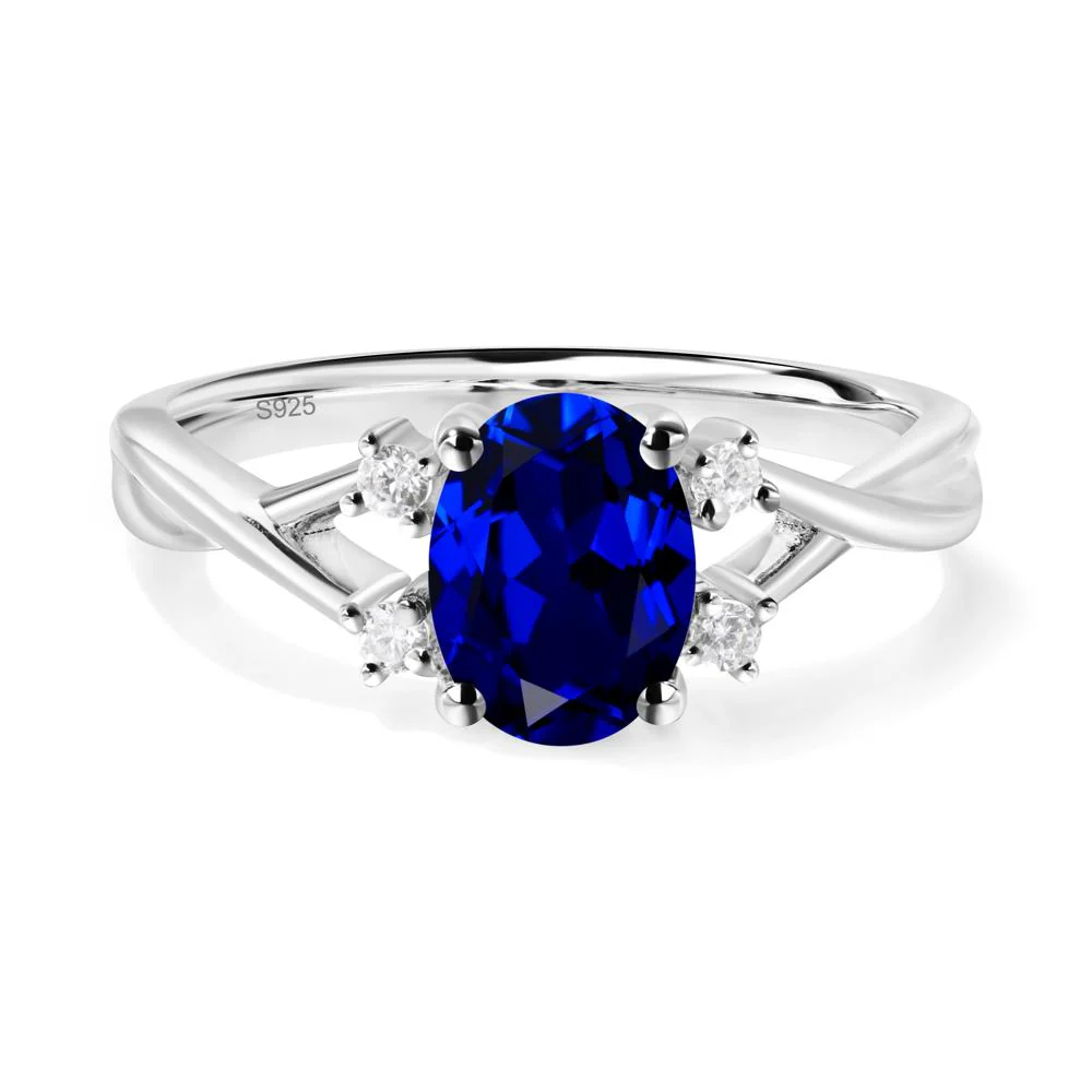 Sapphire Oval Engagement Ring with Wedding Band - Image 8