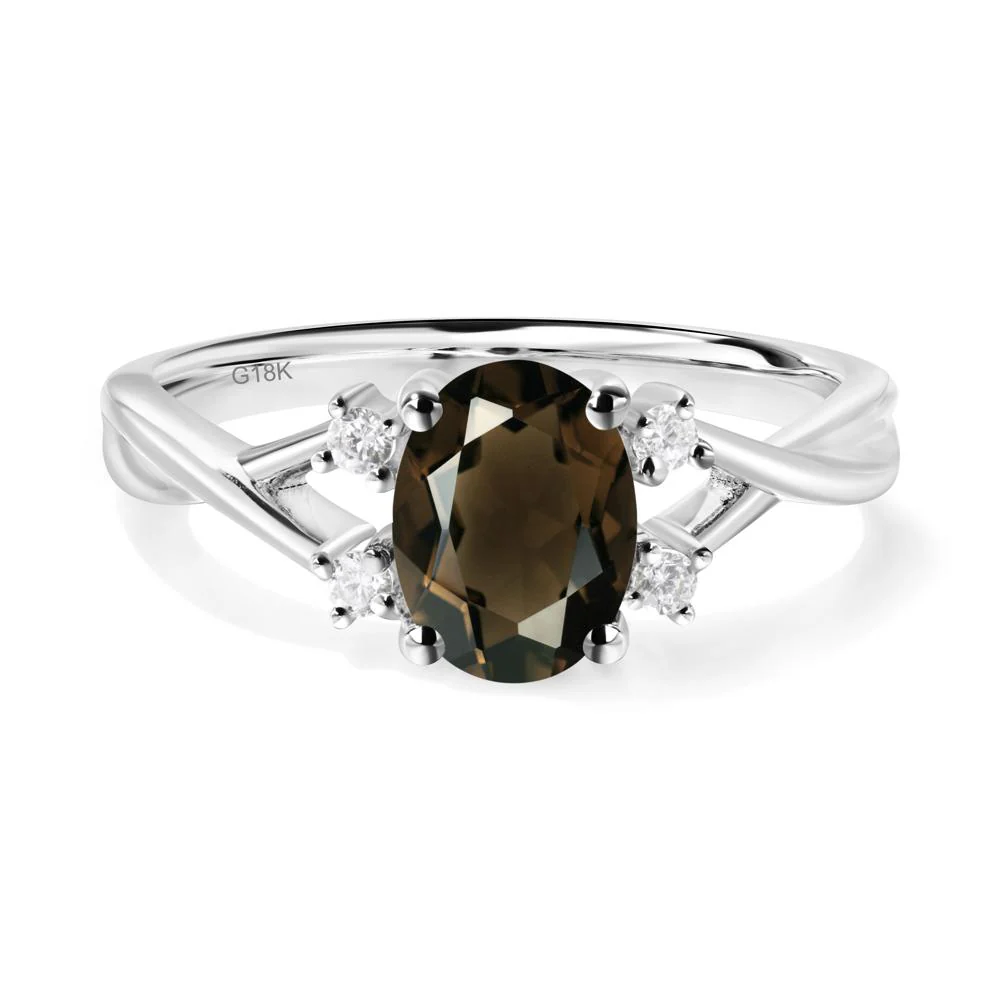 Oval Smoky Quartz Wedding Ring Set - Image 2