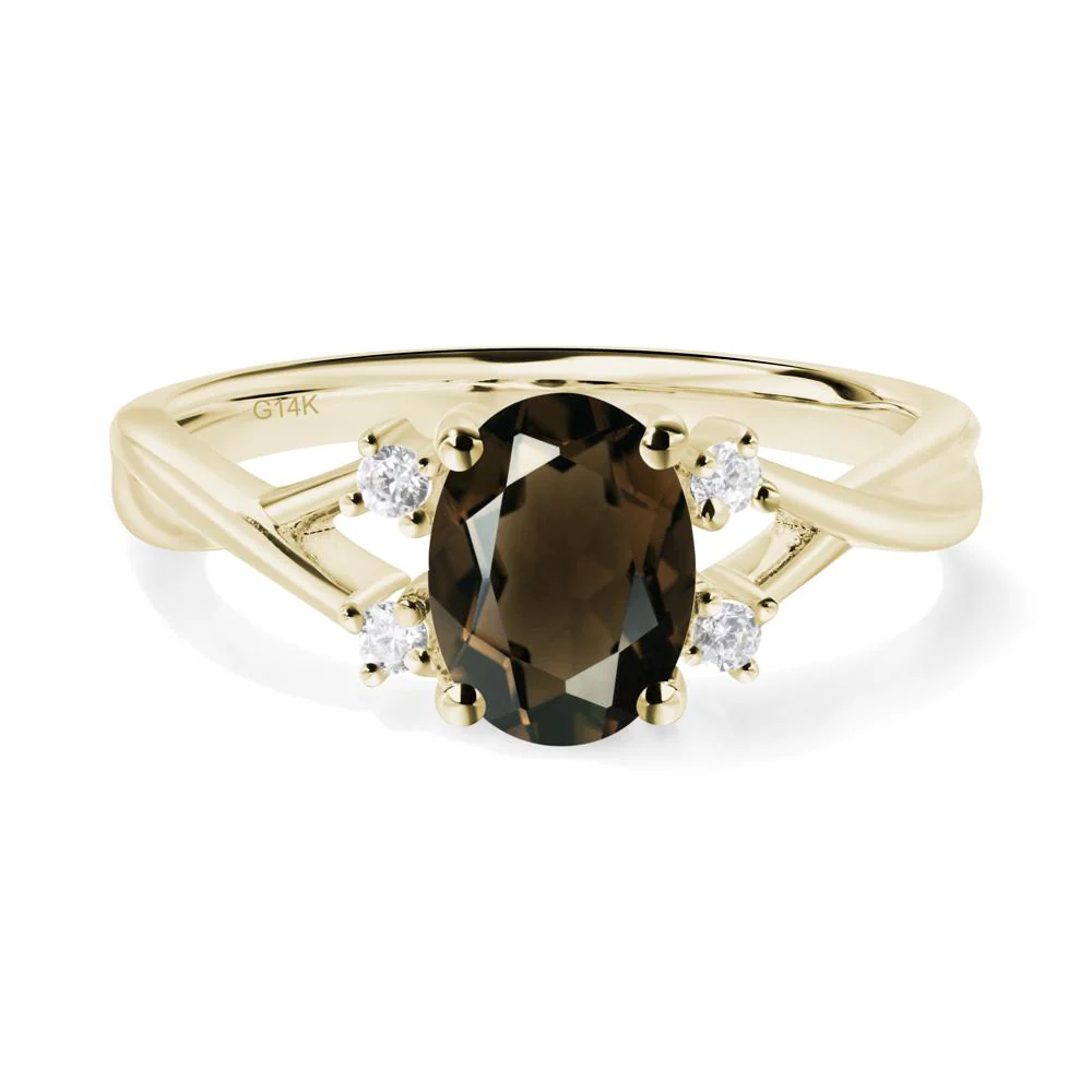 Oval Smoky Quartz Wedding Ring Set - Image 4