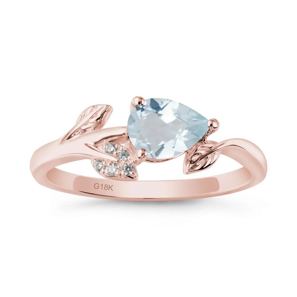 Sprouting Leaf Pear Aquamarine Ring - Image 4