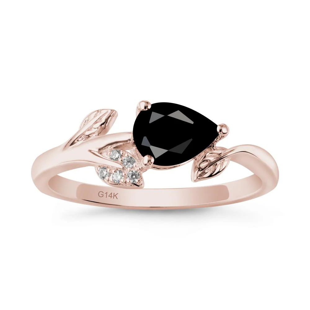 Sprouting Leaf Pear Black Spinel Ring - Image 2