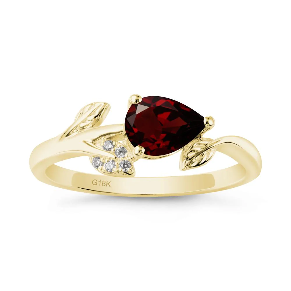 Sprouting Leaf Pear Garnet Ring - Image 6