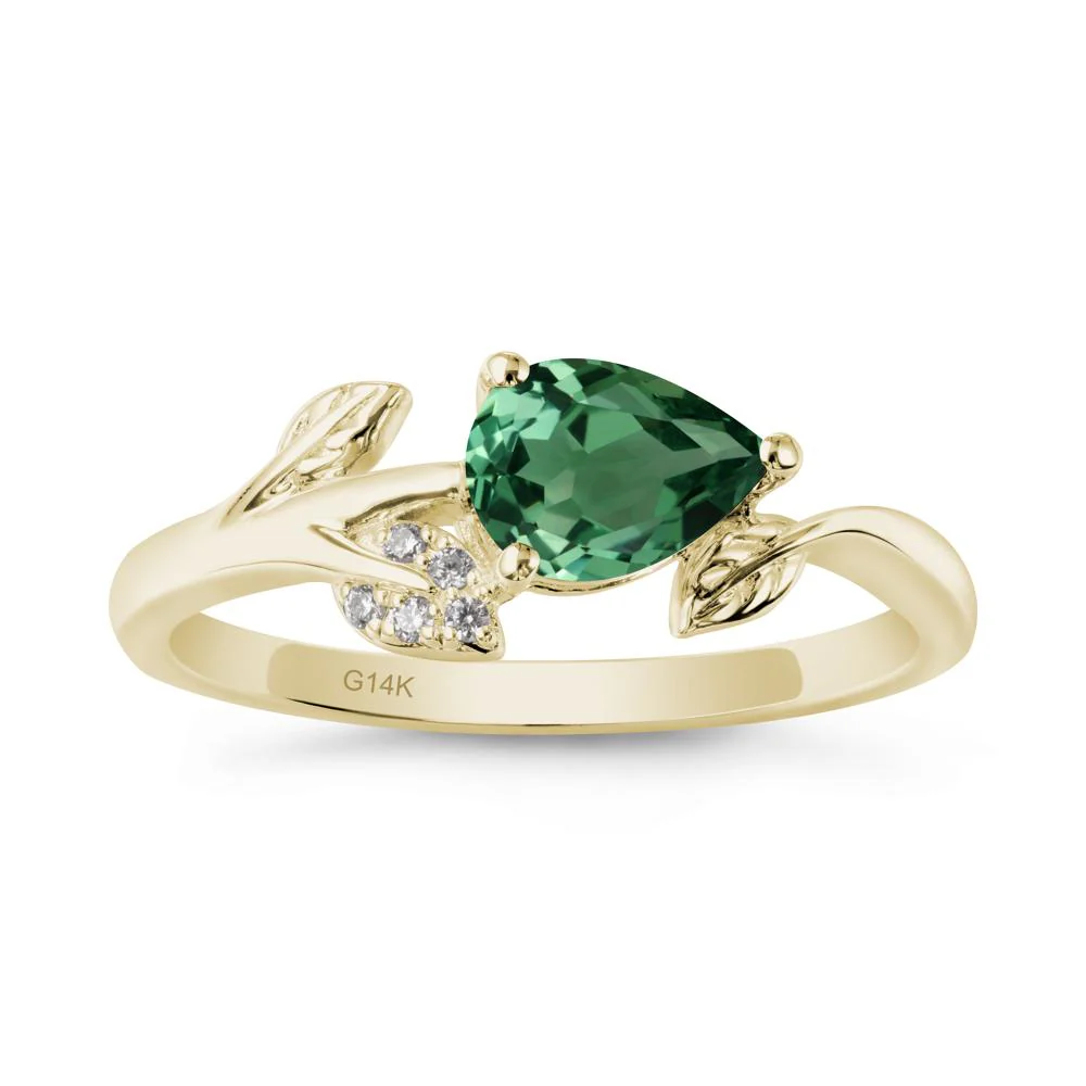 Sprouting Leaf Pear Green Sapphire Ring - Image 3