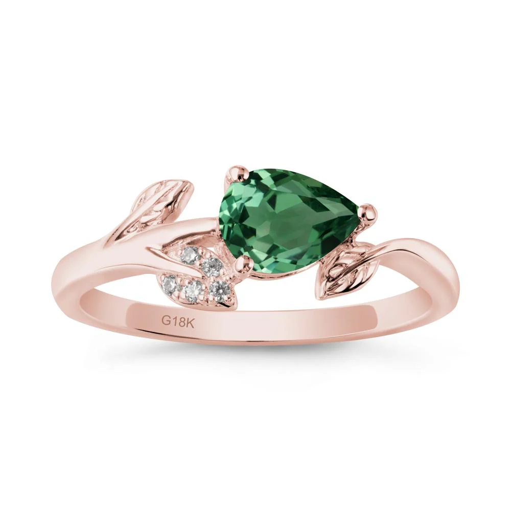 Sprouting Leaf Pear Green Sapphire Ring - Image 4