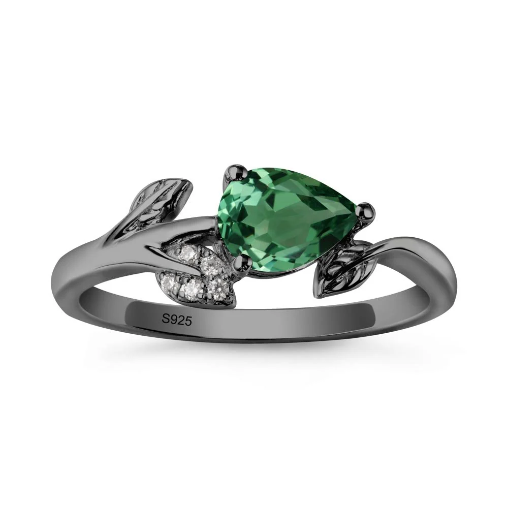Sprouting Leaf Pear Green Sapphire Ring - Image 7