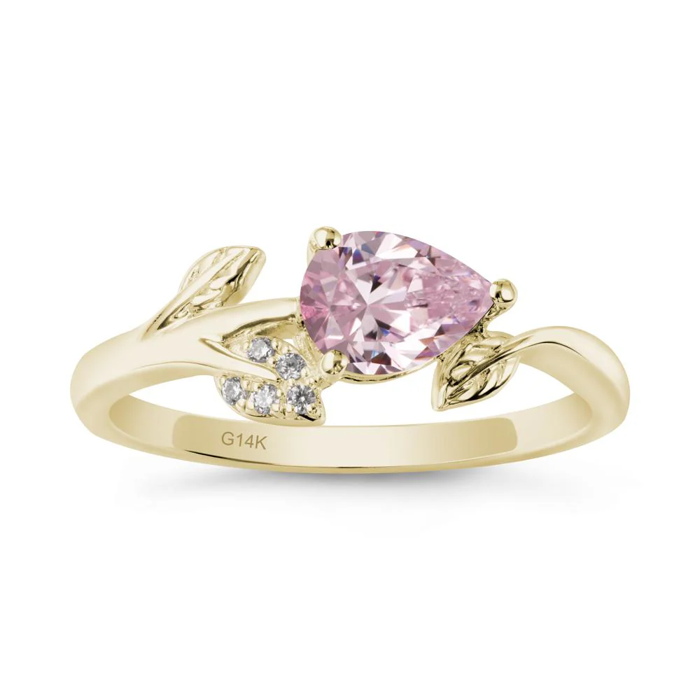 Sprouting Leaf Pear Pink Cubic Zirconia Ring - Image 4
