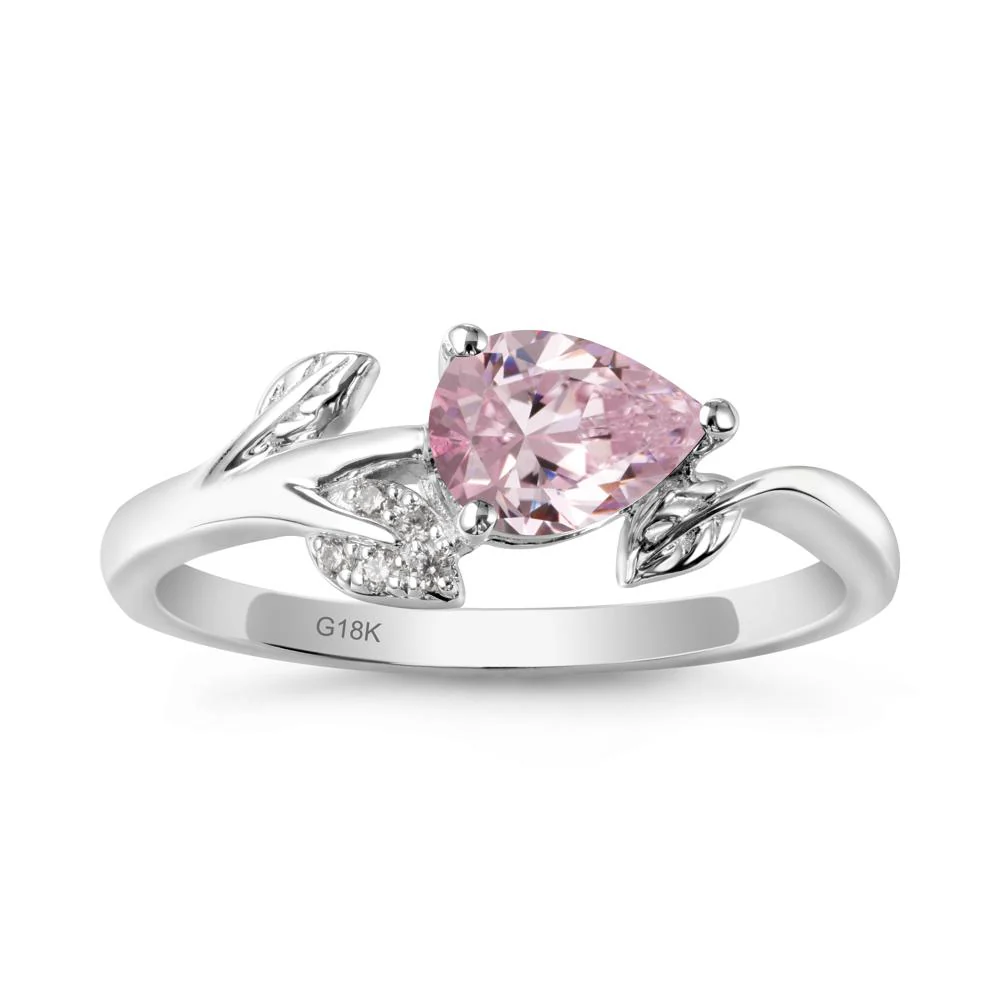 Sprouting Leaf Pear Pink Cubic Zirconia Ring - Image 6