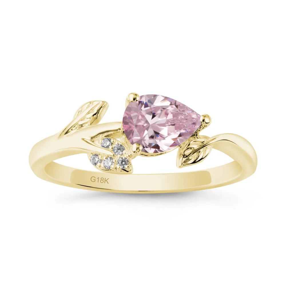 Sprouting Leaf Pear Pink Cubic Zirconia Ring - Image 7