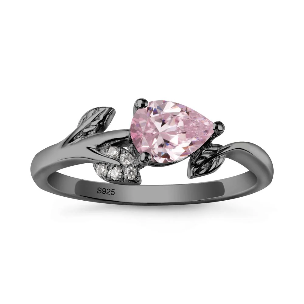 Sprouting Leaf Pear Pink Cubic Zirconia Ring - Image 8