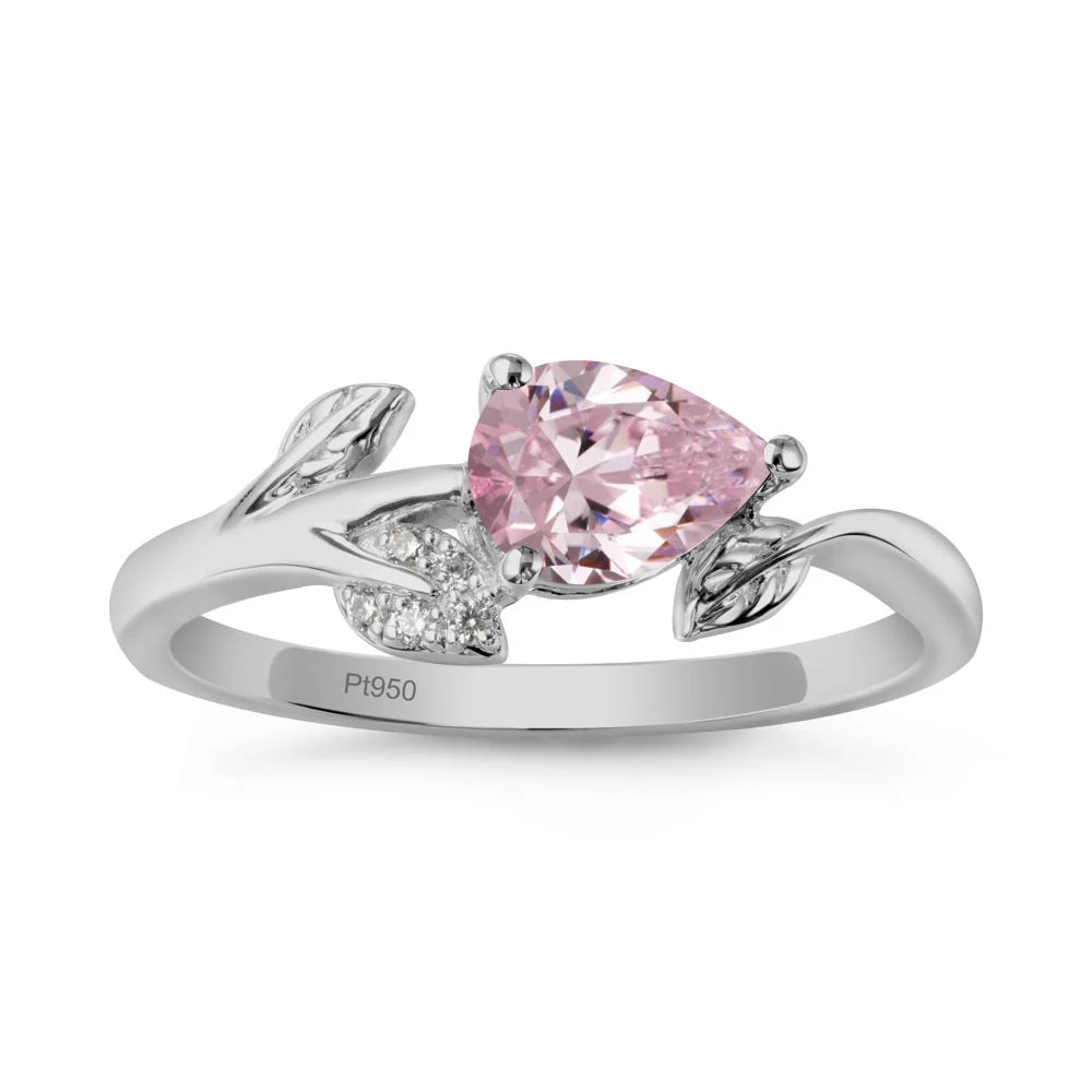 Sprouting Leaf Pear Pink Cubic Zirconia Ring - Image 9