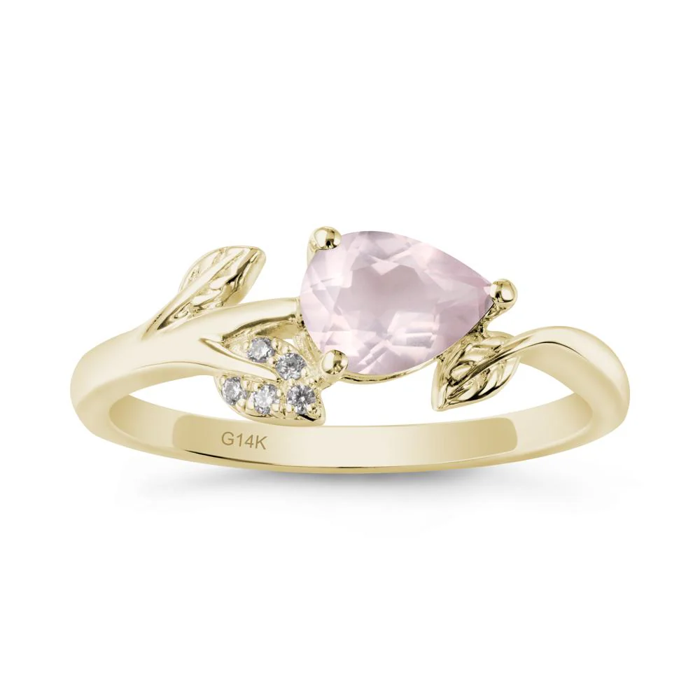 Sprouting Leaf Pear Rose Quartz Ring - Image 4