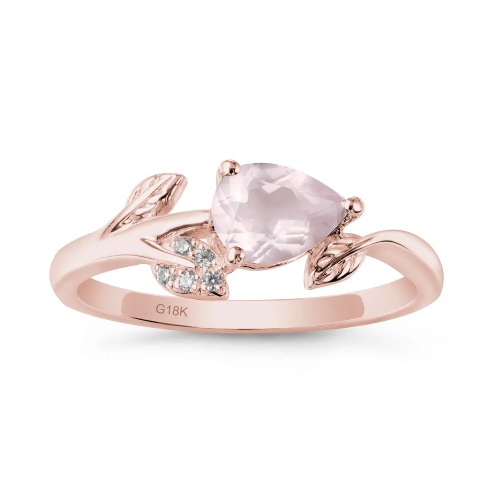 Sprouting Leaf Pear Rose Quartz Ring - Image 5