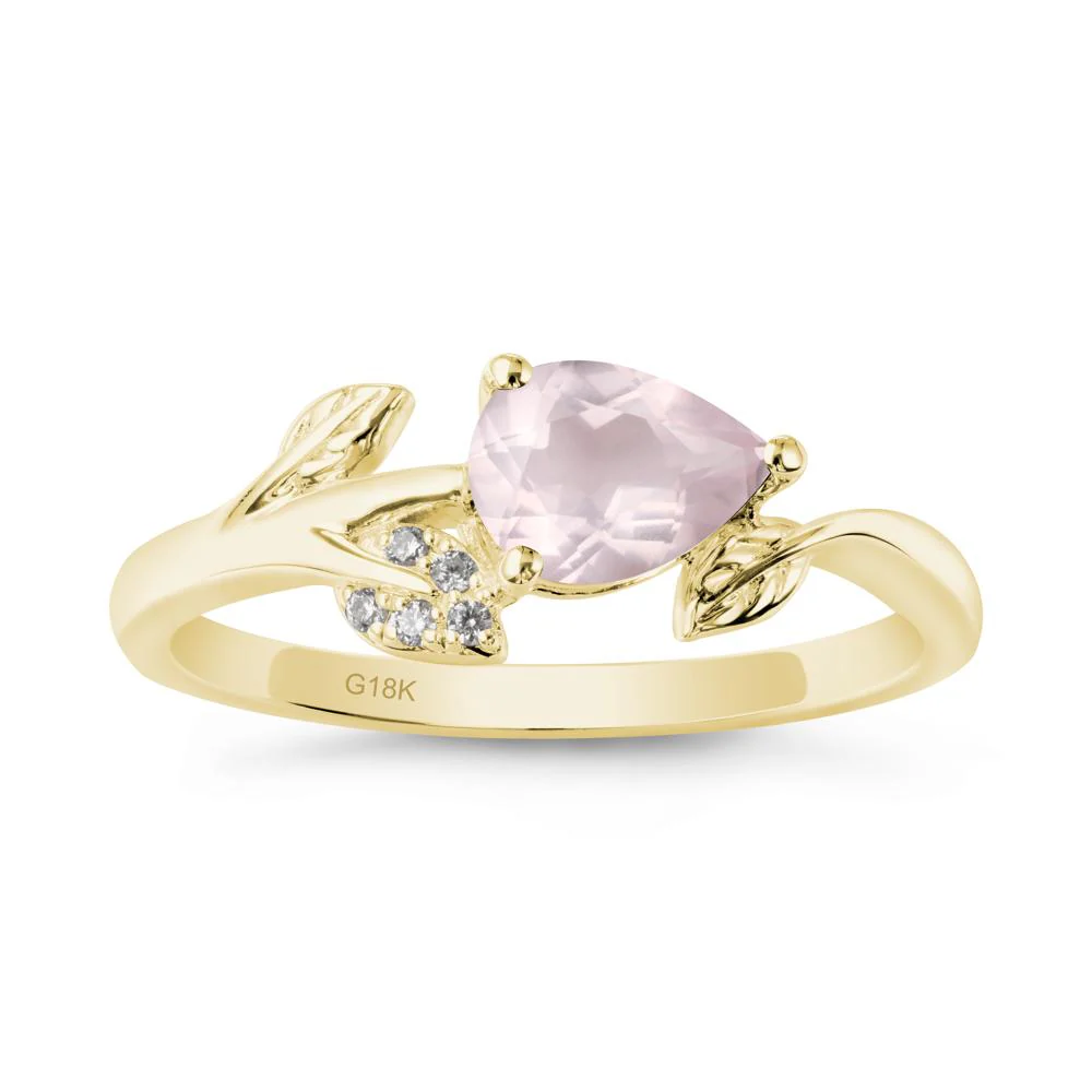 Sprouting Leaf Pear Rose Quartz Ring - Image 7