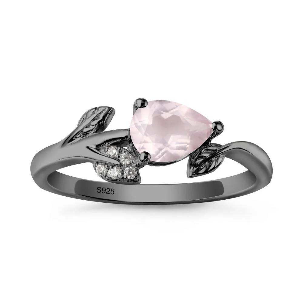 Sprouting Leaf Pear Rose Quartz Ring - Image 8