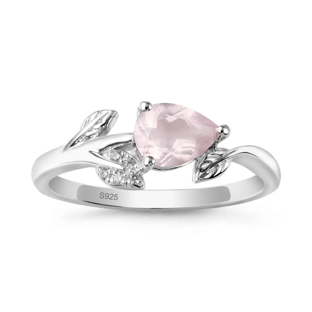 Sprouting Leaf Pear Rose Quartz Ring - Image 9