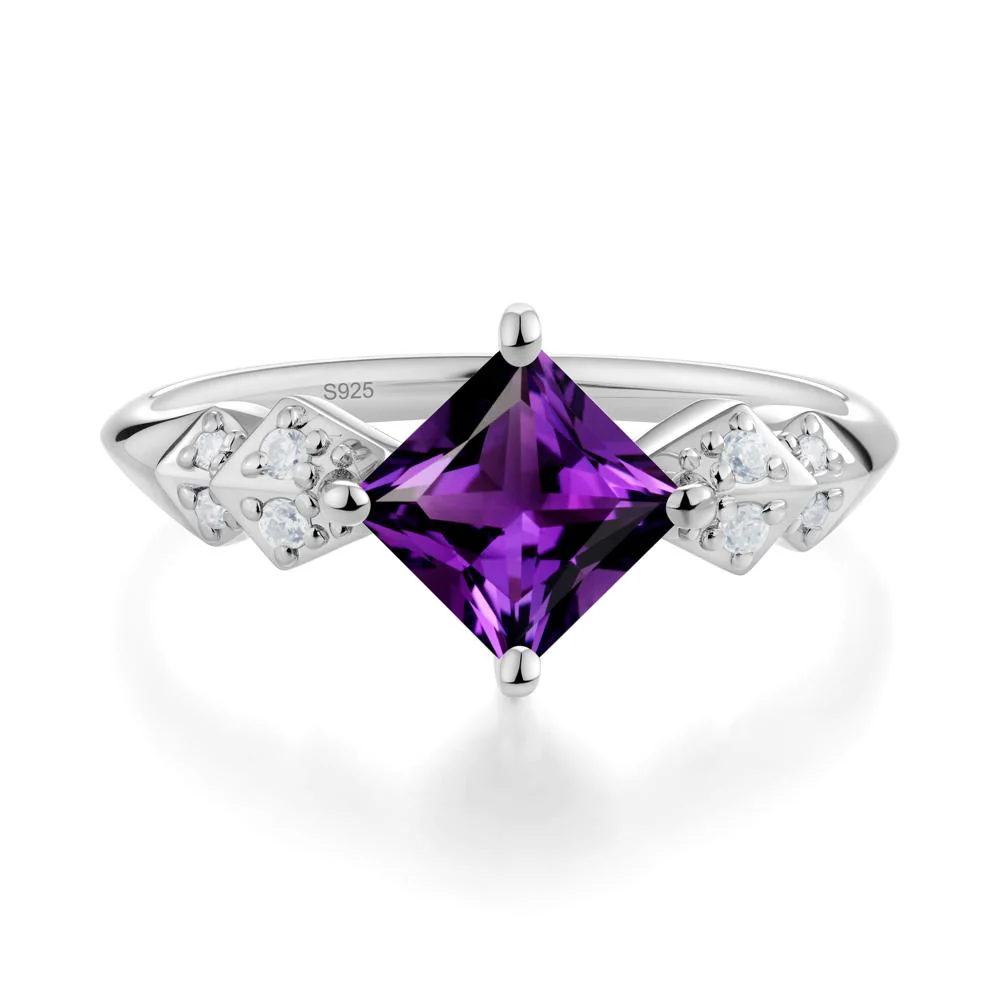 Square Amethyst Engagement Ring - Image 2