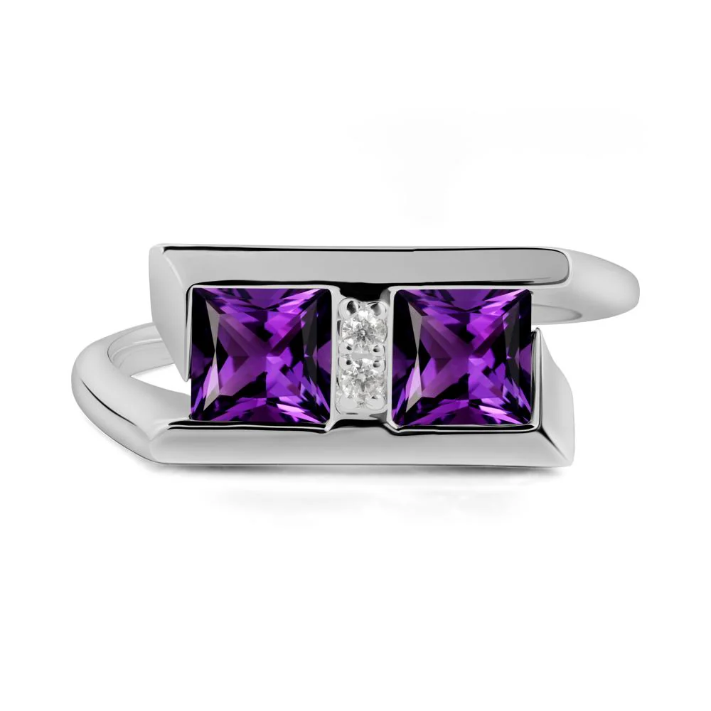 Square Amethyst Toi Et Moi Ring