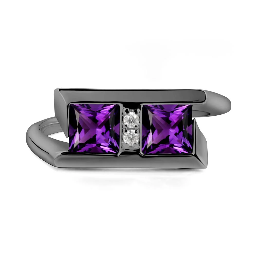 Square Amethyst Toi Et Moi Ring - Image 3